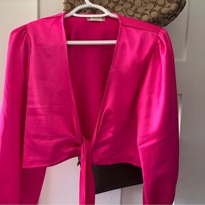 Altar'd State Bright Pink Tie-Front Blazer